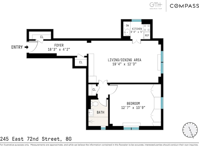 245 E 72nd St Unit 8G, New York City, NY 10021 - view of floor plan / room layout