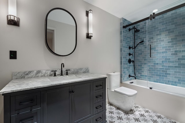 260 W Broadway Unit 9/10B, New York City, NY 10013 - full bathroom featuring vanity, tub / shower combination, tile patterned floors, and toilet