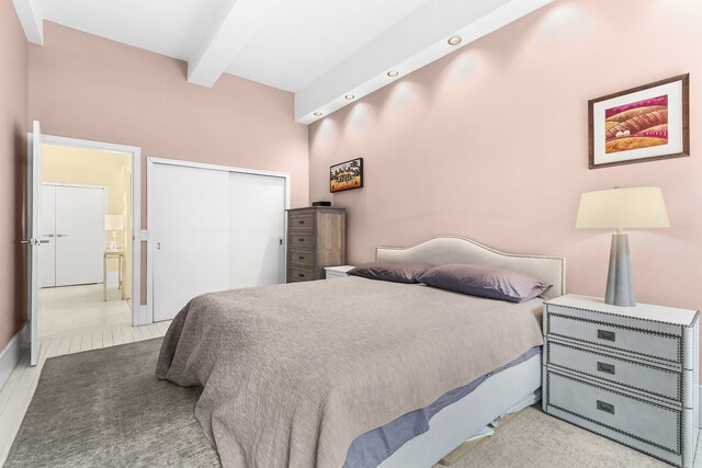 100 Hudson St Unit 4C, New York City, NY 10013 - bedroom with beamed ceiling and a closet