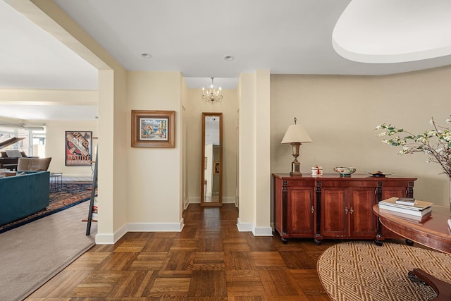875 5th Ave Unit 12Ef, New York City, NY 10065 - hallway with a chandelier, baseboards, and recessed lighting