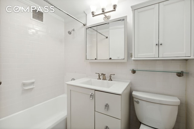 355 Clinton Ave Unit 1F, New York City, NY 11238 - bathroom with vanity, bathing tub / shower combination, and decorative backsplash