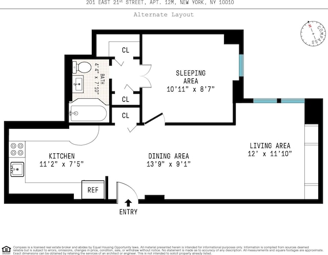 201 E 21st St Unit 12M, New York City, NY 10010 - floor plan / room layout