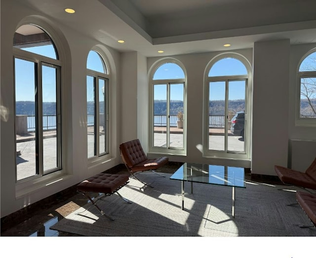 misc room featuring recessed lighting and baseboards