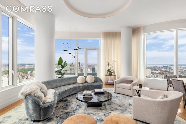 252 E 57th St Unit 60A, New York City, NY 10022 - living area with wood finished floors and healthy amount of natural light