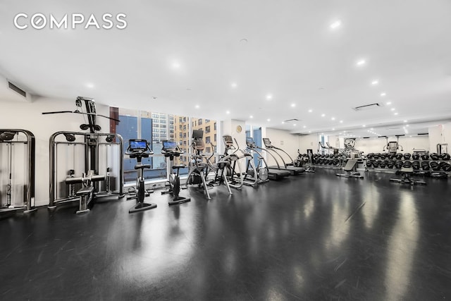 325 Lexington Ave Unit 16C, New York City, NY 10016 - gym featuring floor to ceiling windows