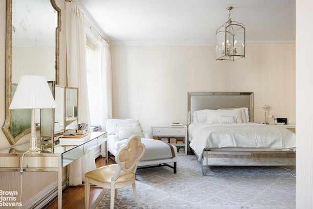 535 W End Ave Unit 8B, New York City, NY 10024 - bedroom featuring a chandelier and ornamental molding