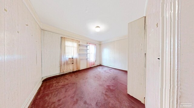 interior space with carpet floors and crown molding