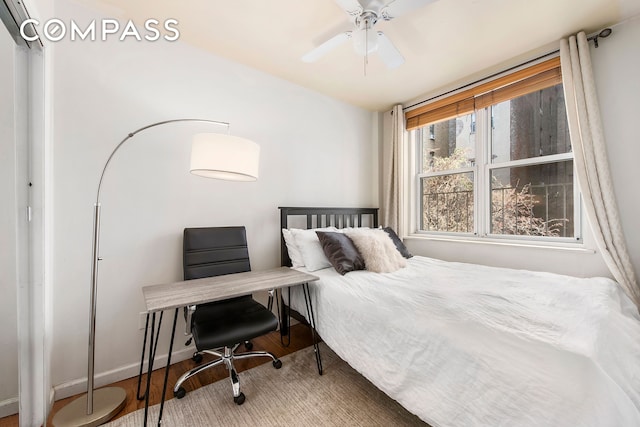 131 W 85th St Unit 2A, New York City, NY 10024 - bedroom with wood finished floors and ceiling fan