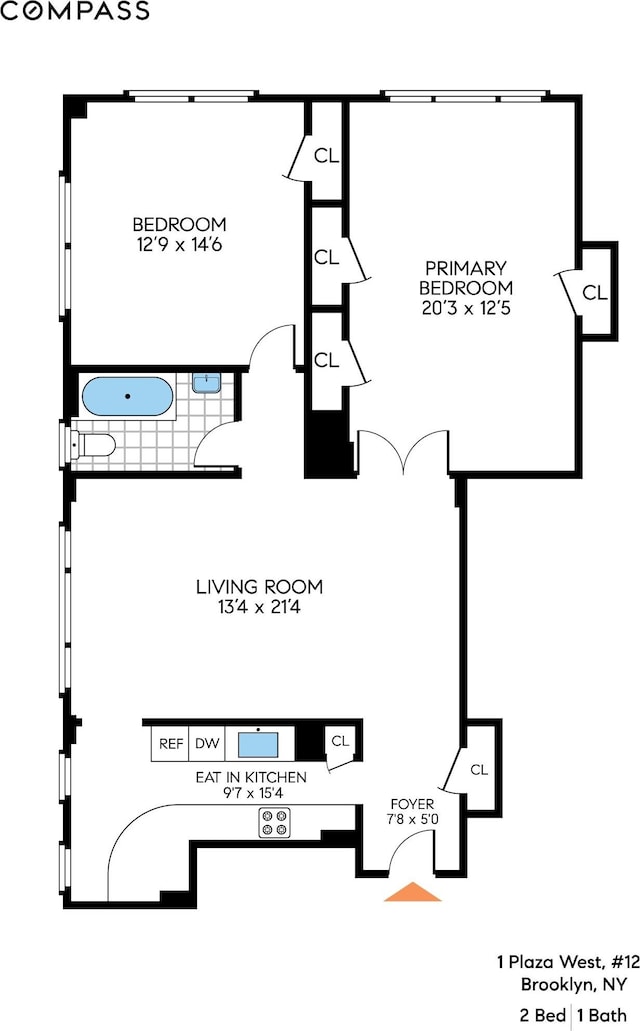 1 Plaza St W Unit 12C, New York City, NY 11217 - property floor plan