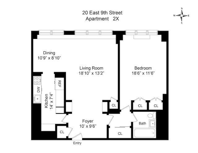 20 E 9th St Unit 2X, New York City, NY 10003 - view of floor plan / room layout