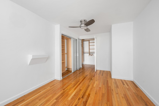 211 Thompson St Unit Lb, New York City, NY 10012 - empty room with ceiling fan, light wood-type flooring, and baseboards
