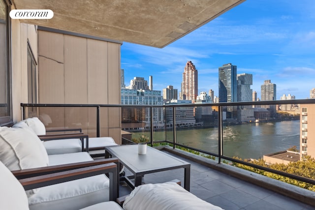 531 Main St Unit 12134, New York City, NY 10044 - balcony with a skyline view and a water view