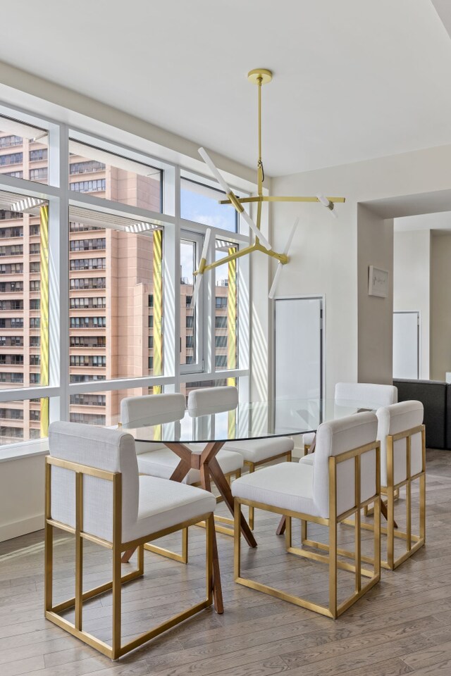 dining space featuring wood finished floors