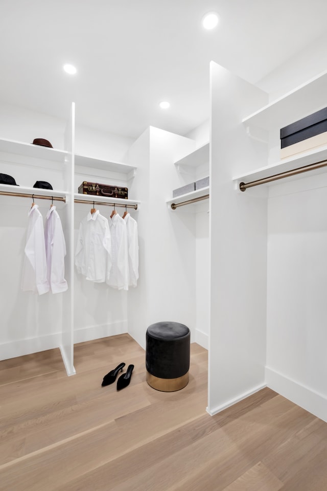 walk in closet featuring wood finished floors