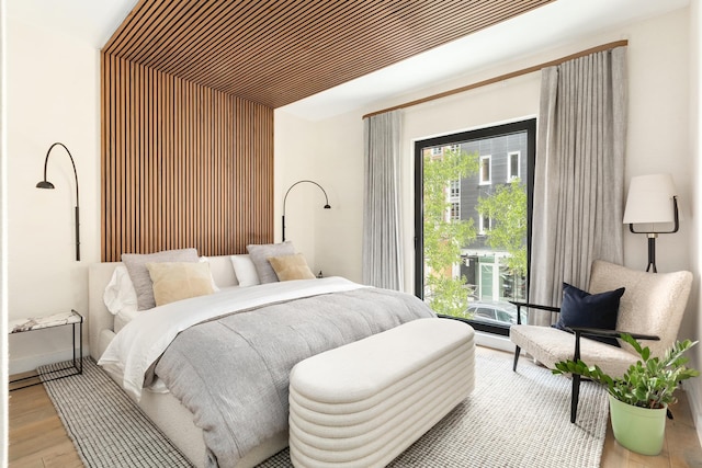 bedroom featuring light wood finished floors