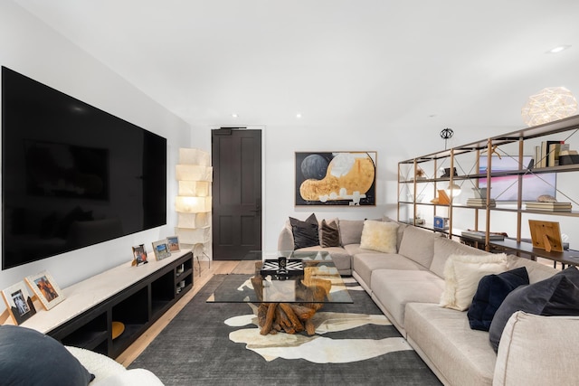 living room with wood finished floors