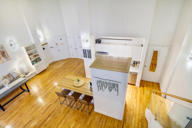 259 21st St Unit 1-C, New York City, NY 11215 - living room featuring a high ceiling and light wood finished floors