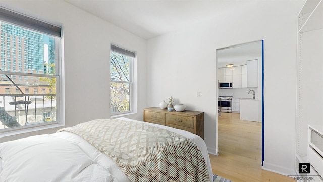 467 Pacific St Unit 18, New York City, NY 11217 - bedroom with light wood-style floors and a sink