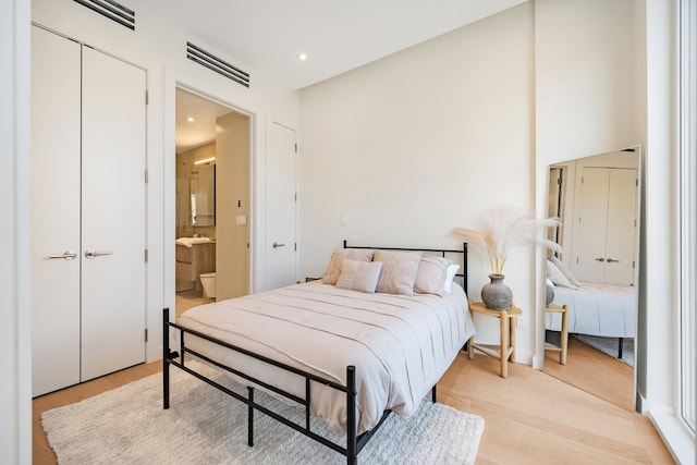 343 Menahan St Unit 3-A, New York City, NY 11237 - bedroom featuring ensuite bathroom and light wood-style floors