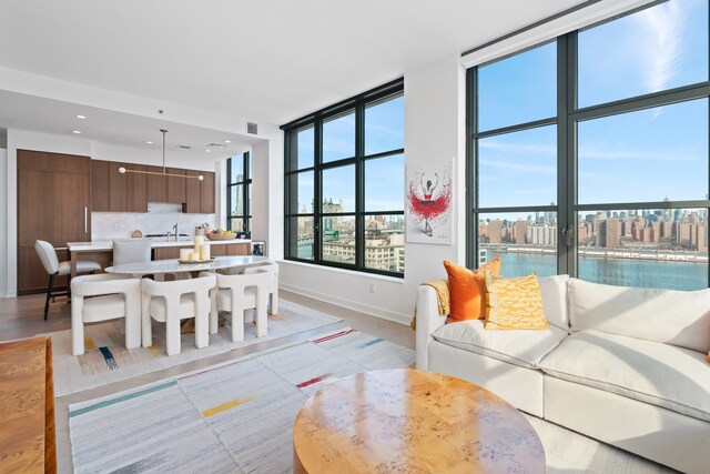 180 Front St Unit 17-E, New York City, NY 11201 - living area with baseboards and recessed lighting
