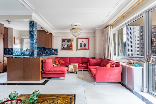 58 W 58th St Unit 30-E, New York City, NY 10019 - living area featuring ornamental molding