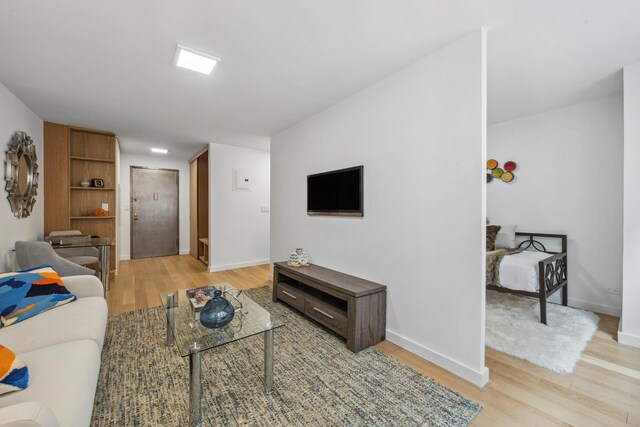 340 E 80th St Unit 9A, New York City, NY 10021 - living area with light wood-type flooring and baseboards
