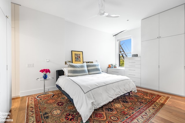 214 Riverside Dr Unit 508/509, New York City, NY 10025 - bedroom featuring light wood-type flooring and a ceiling fan