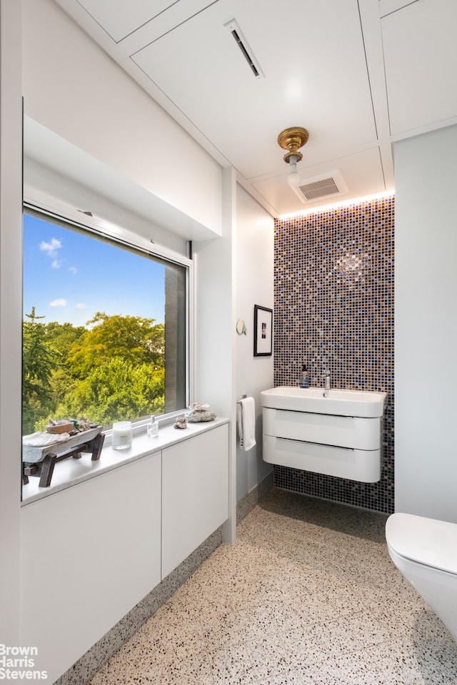 214 Riverside Dr Unit 508/509, New York City, NY 10025 - bathroom featuring speckle patterned floor and vanity