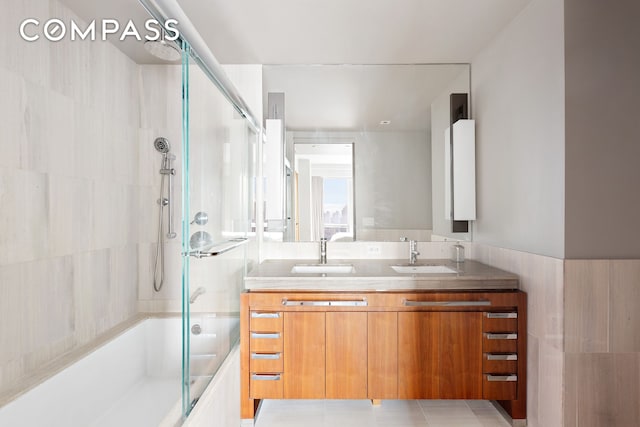 400 5th Ave Unit 41D, New York City, NY 10018 - full bath with combined bath / shower with glass door and double vanity