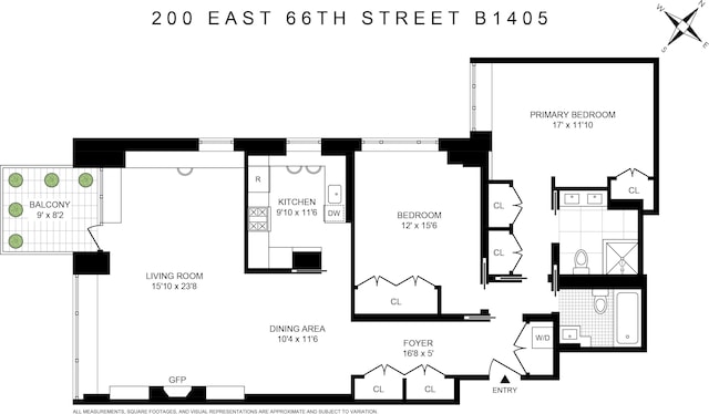200 E 66th St Unit B1405, New York City, NY 10065 - floor plan