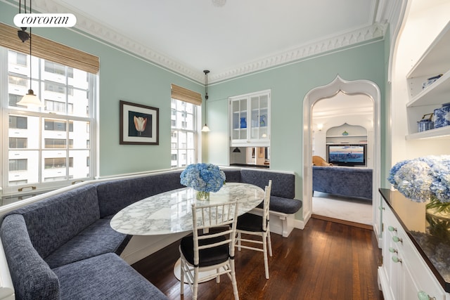 1 E End Ave Unit 8/9B, New York City, NY 10075 - dining room with dark wood-style flooring and ornamental molding