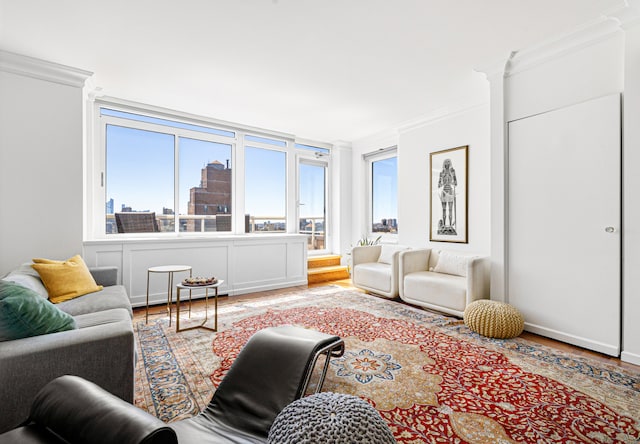 2373 Broadway Unit 1905, New York City, NY 10024 - living room with ornamental molding and wood finished floors