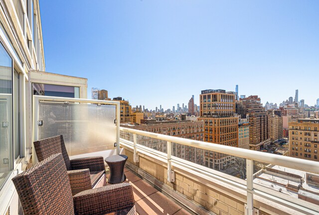 balcony with a view of city
