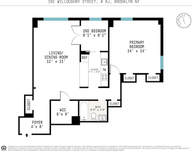 191 Willoughby St Unit 8J, New York City, NY 11201 - room layout