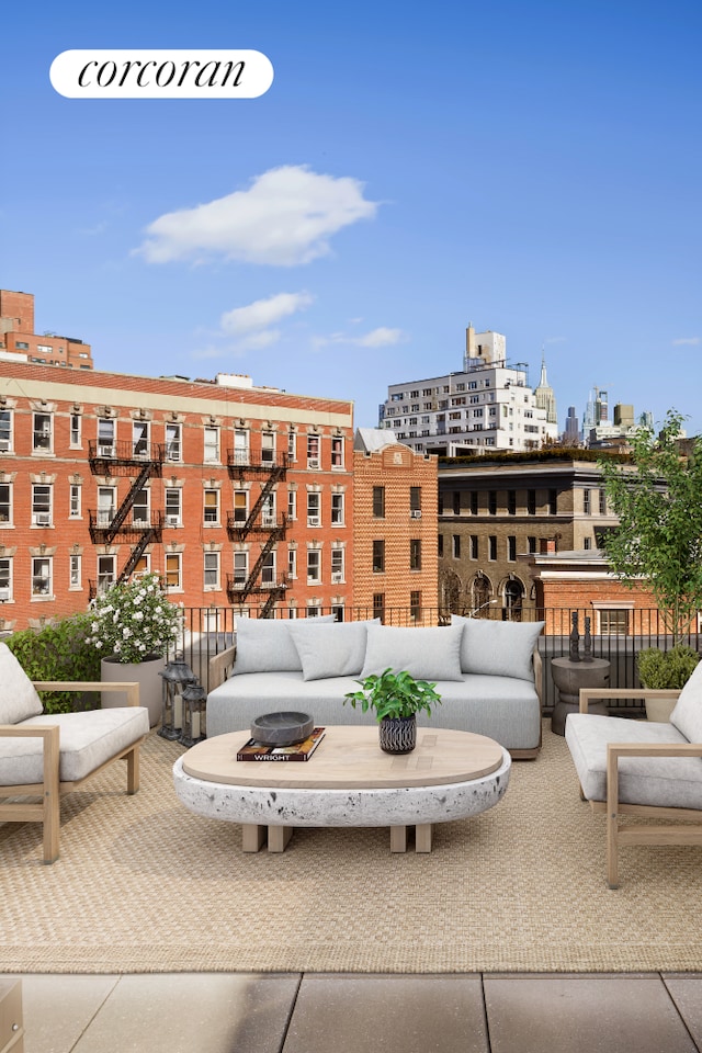 168 Waverly Place Upper, New York City, NY 10014 - patio / terrace featuring an outdoor hangout area and a city view