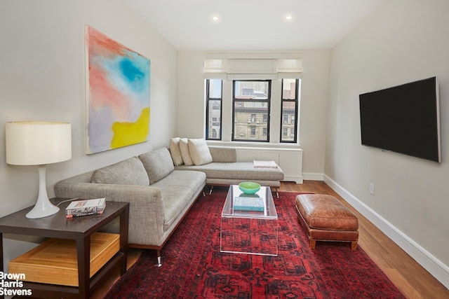 219 W 81st St Unit 6A, New York City, NY 10024 - living area with wood finished floors, recessed lighting, and baseboards