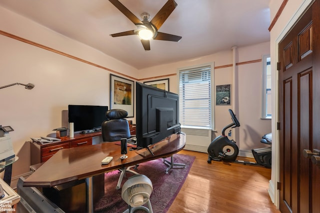251 W 95th St Unit 2N, New York City, NY 10025 - office area featuring ceiling fan and wood finished floors