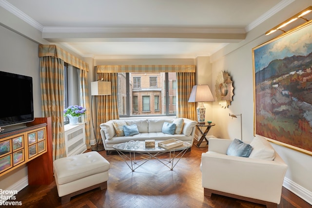 50 Park Ave Unit 5B, New York City, NY 10016 - living area with crown molding and baseboards