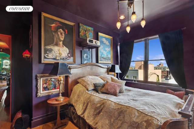 bedroom with arched walkways
