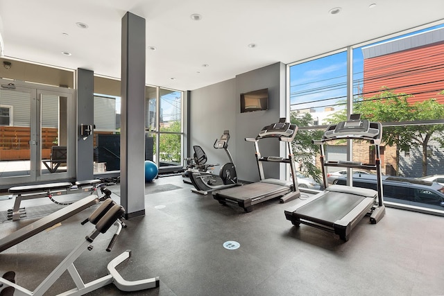 47-28 11th St Unit 6-C, New York City, NY 11101 - gym with floor to ceiling windows