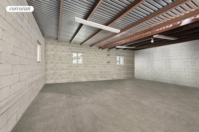 basement with concrete block wall
