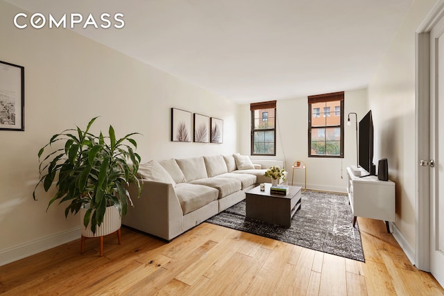 222 W 14th St Unit 3N, New York City, NY 10011 - living area featuring light wood-style flooring and baseboards