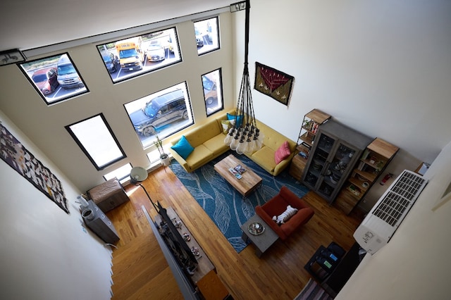41 Wolcott Street House, New York City, NY 11231 - living room with wood finished floors and a towering ceiling