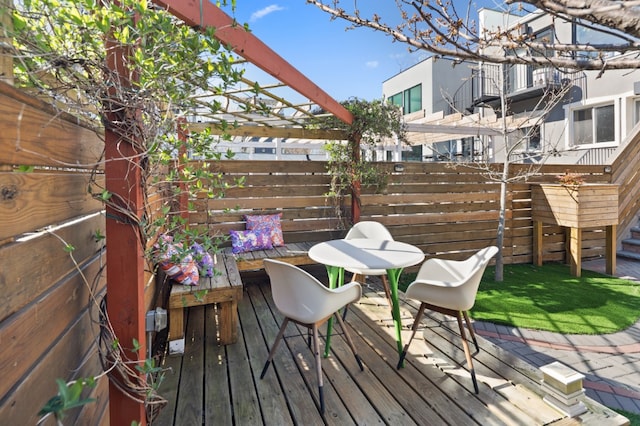 41 Wolcott Street House, New York City, NY 11231 - wooden terrace featuring outdoor dining area and fence
