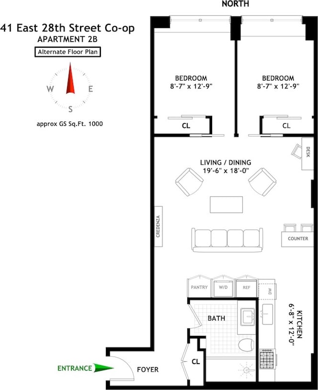 41 E 28th St Unit 2B, New York City, NY 10016 - room layout