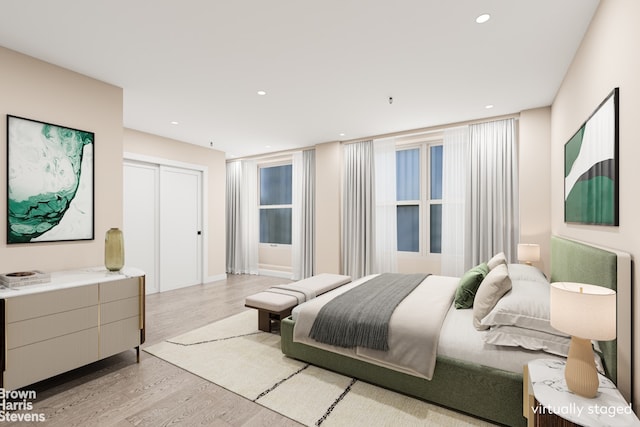41 E 28th St Unit 2B, New York City, NY 10016 - bedroom featuring light wood finished floors, recessed lighting, and a closet
