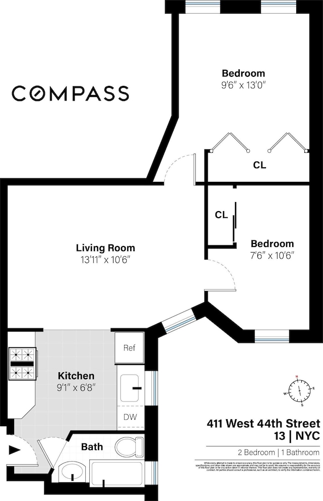 411 W 44th St Unit 13, New York City, NY 10036 - property floor plan