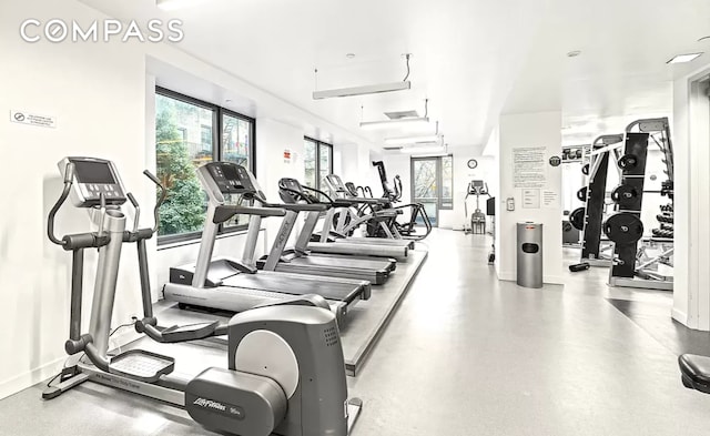 450 E 83rd St Unit 6B, New York City, NY 10028 - workout area with plenty of natural light and baseboards