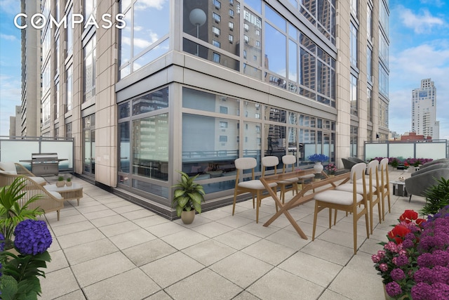 view of patio featuring a view of city