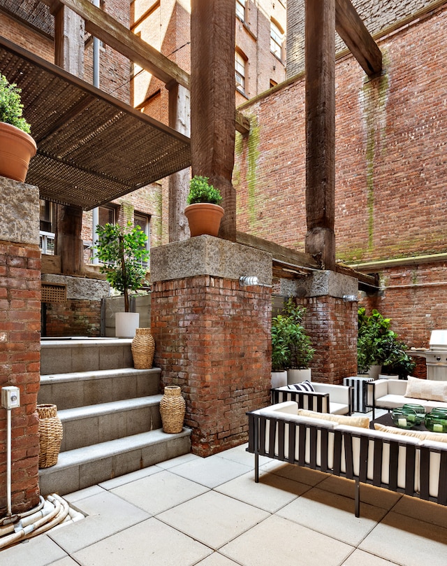62 Beach St Tha, Unit Tha, New York City, NY 10013 - view of patio featuring an outdoor living space with a fireplace and grilling area